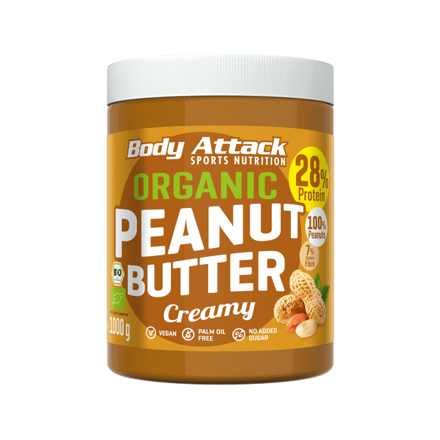 BODY ATTACK Organic Peanut Butter 1000g Cremig