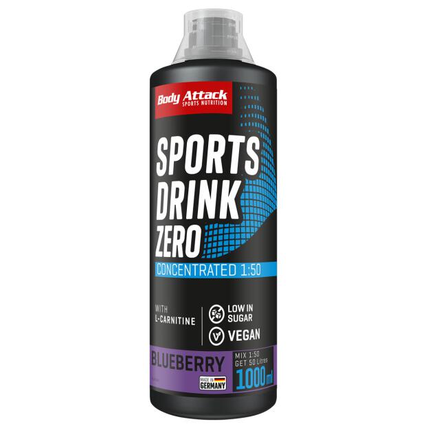 BODY ATTACK Sports Drink Zero 1000ml Blueberry