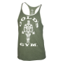 Contrast Stringer Tank Top "Golds Gym" army/cream