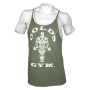 Contrast Stringer Tank Top "Golds Gym" army/cream