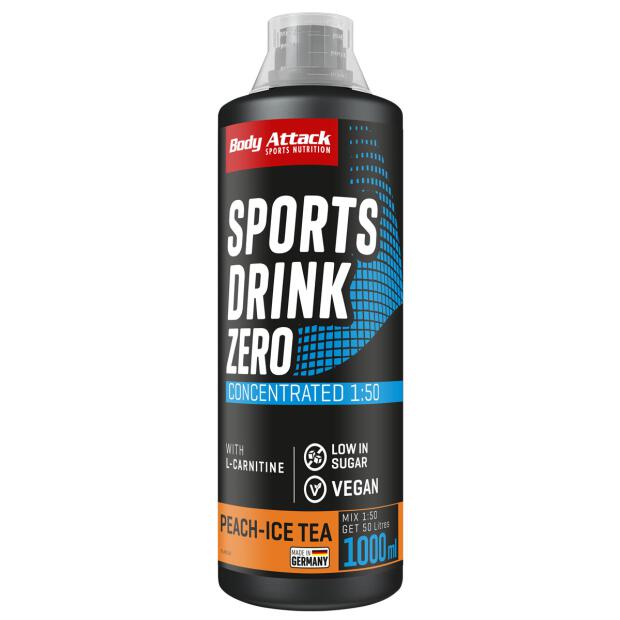 BODY ATTACK Sports Drink Zero 1000ml Peach-IceTea